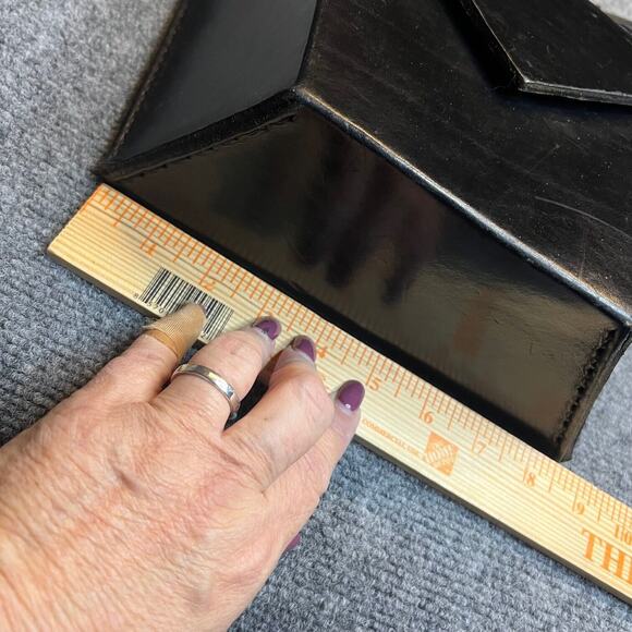 Leather Snakeskin Art Bag Black Geometrical Design Adjustable Handcrafted Rare - Picture 6 of 12